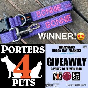 @bonnie__the__pug the winner! Your new collar & matching lead are on their way to you! 
Thanks for hosting @tramsheds and organising @doggydayout_ 
#porters4pets #embroideredcollarsbyporters4pets #personalisedbowlsbyporters4pets #sydneylocal