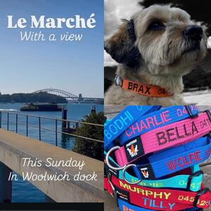 Tomorrow embroidering collars at @le_marche_frenchmarket Woolwich Dock. 9am-130pm #porters4pets #sydneylocal #lemarchefrenchmarket #woolwich #embroideredcollarsbyporters4pets