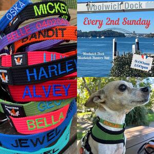 @le_marche_frenchmarket at Woolwich Dock this Sunday 13th April, we will be down by the water embroidering collars amongst all the fabulous French 🇫🇷 Food and products  #woolwichdock #sydneylocal #porters4petsembroideredcollars #porters4pets #sydneydogs #dogbandana