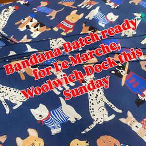Just finishing off another batch of French Bandana’s !
 ‘Nous aimons les chiens’ said #porters4pets